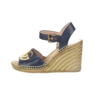 Gucci Navy and Gold Logo Espadrilles